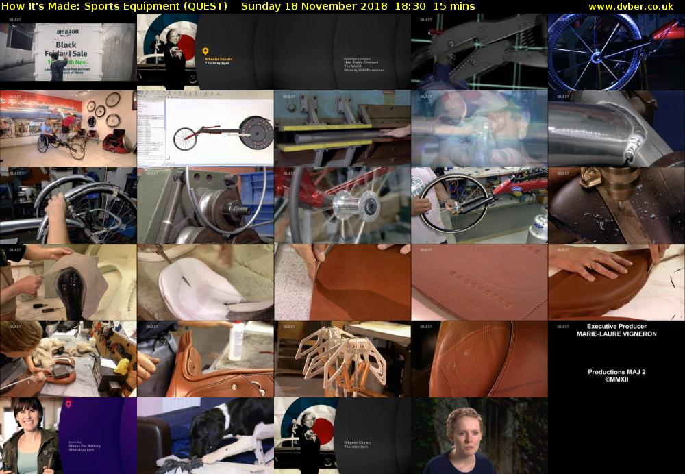 How It's Made: Sports Equipment (QUEST) Sunday 18 November 2018 18:30 - 18:45