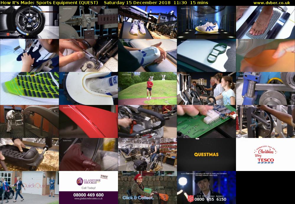 How It's Made: Sports Equipment (QUEST) Saturday 15 December 2018 11:30 - 11:45