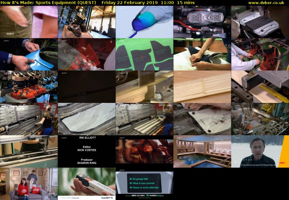 How It's Made: Sports Equipment (QUEST) Friday 22 February 2019 11:00 - 11:15