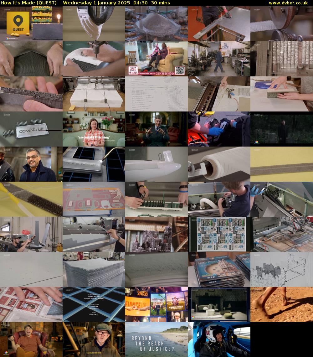 How It's Made (QUEST) Wednesday 1 January 2025 04:30 - 05:00