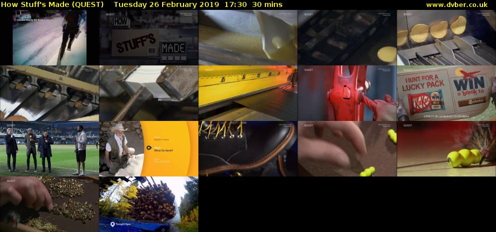 How Stuff's Made (QUEST) Tuesday 26 February 2019 17:30 - 18:00