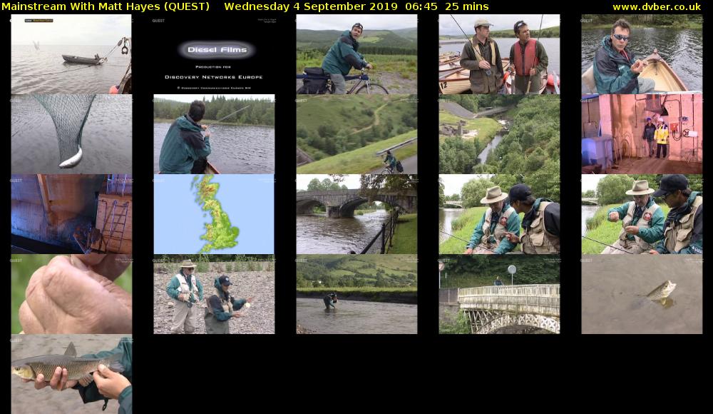 Mainstream With Matt Hayes (QUEST) Wednesday 4 September 2019 06:45 - 07:10