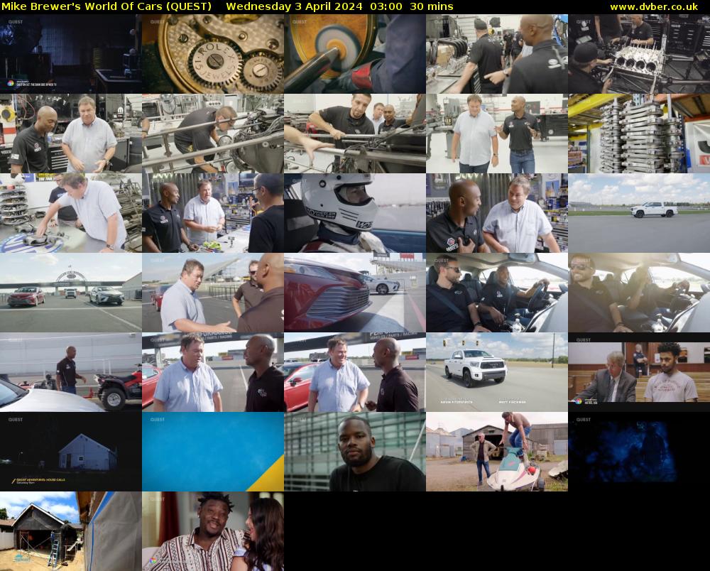 Mike Brewer's World Of Cars (QUEST) Wednesday 3 April 2024 03:00 - 03:30