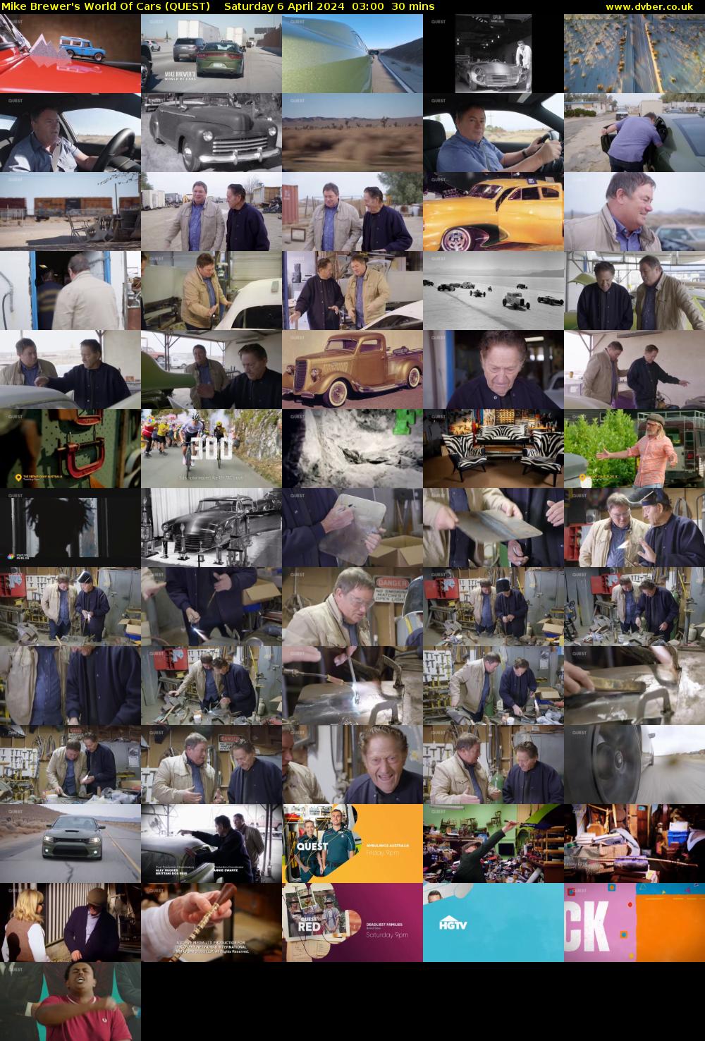 Mike Brewer's World Of Cars (QUEST) Saturday 6 April 2024 03:00 - 03:30
