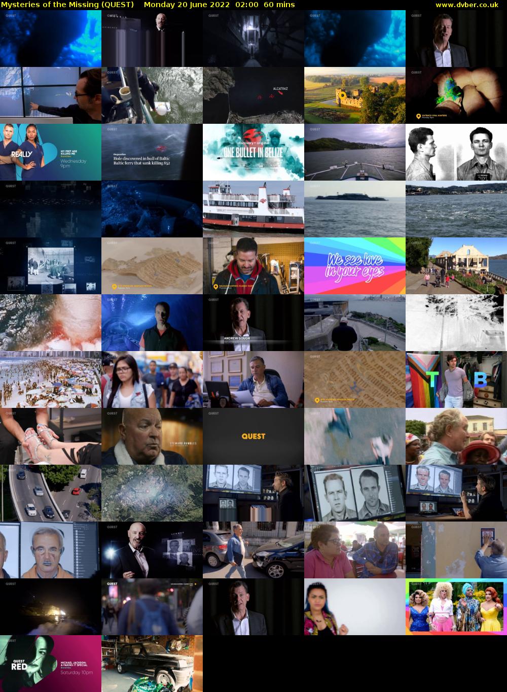 Mysteries of the Missing (QUEST) Monday 20 June 2022 02:00 - 03:00