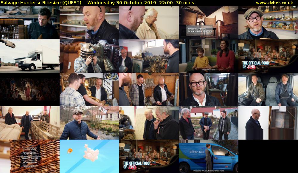 Salvage Hunters: Bitesize (QUEST) Wednesday 30 October 2019 22:00 - 22:30