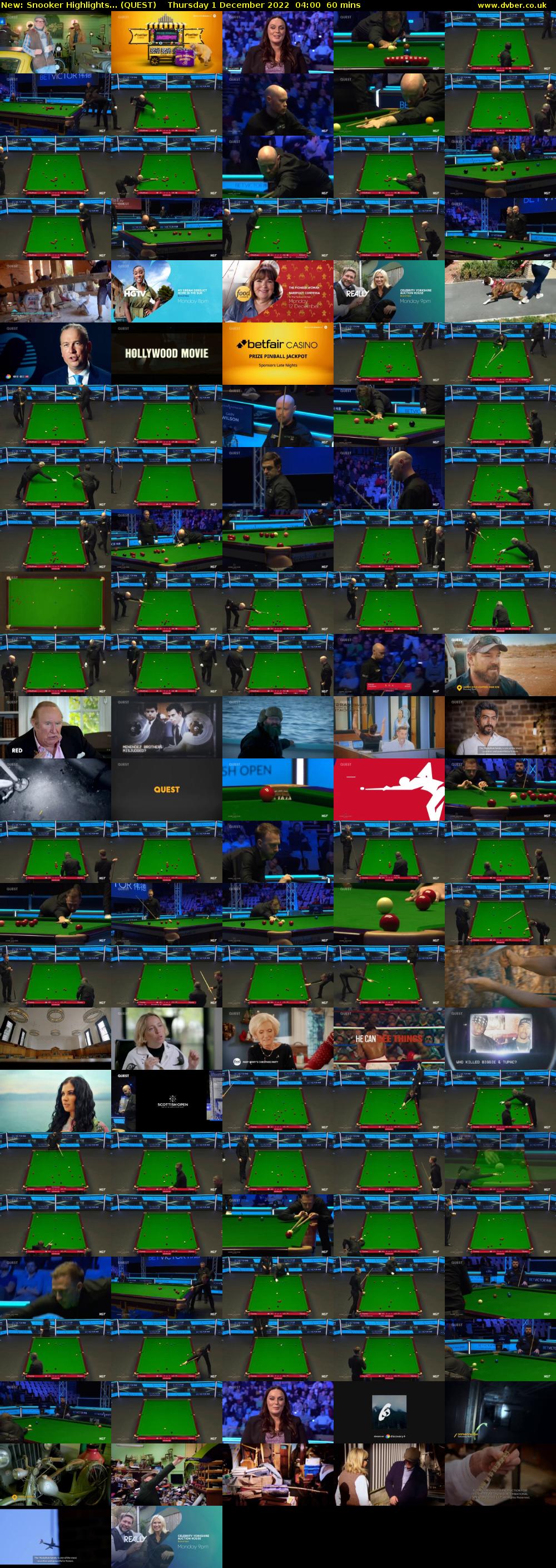 Snooker Highlights... (QUEST) Thursday 1 December 2022 04:00 - 05:00