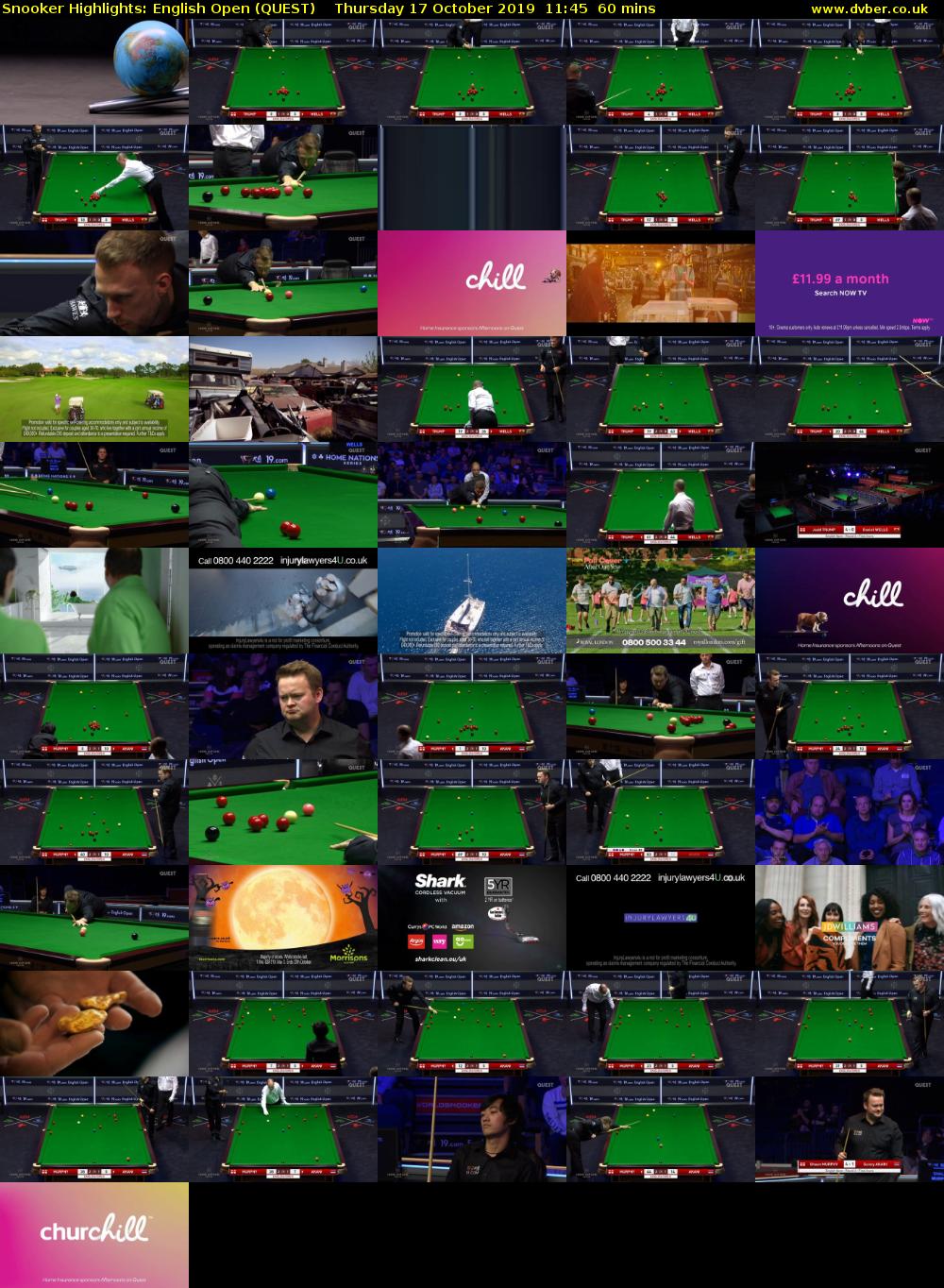 Snooker Highlights: English Open (QUEST) Thursday 17 October 2019 11:45 - 12:45