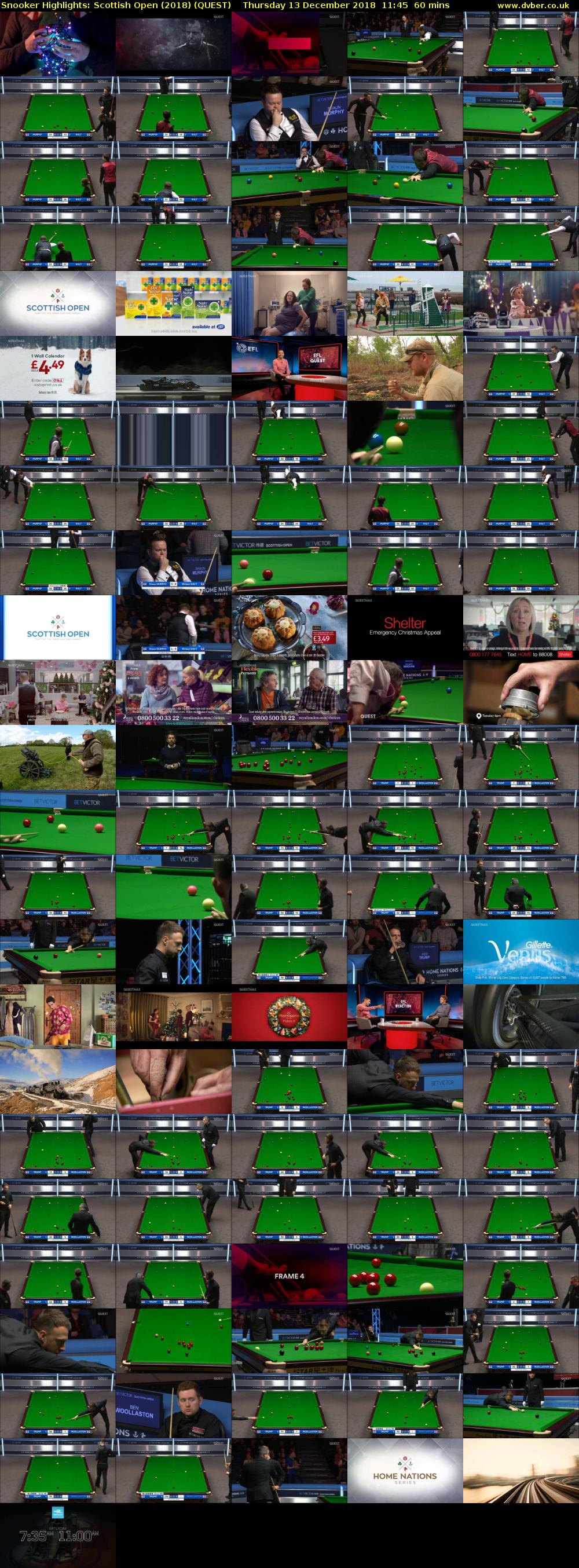 Snooker Highlights: Scottish Open (2018) (QUEST) Thursday 13 December 2018 11:45 - 12:45