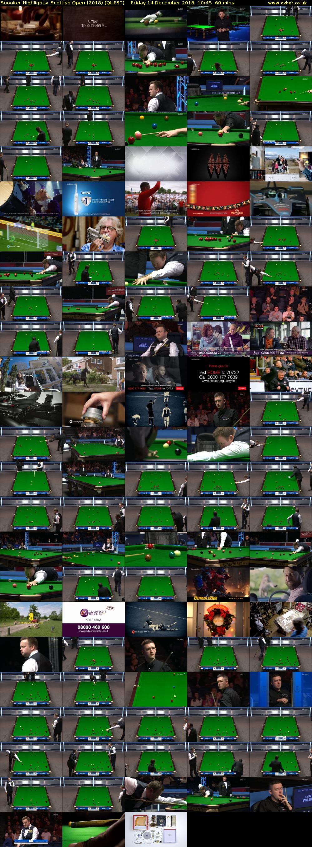 Snooker Highlights: Scottish Open (2018) (QUEST) Friday 14 December 2018 10:45 - 11:45