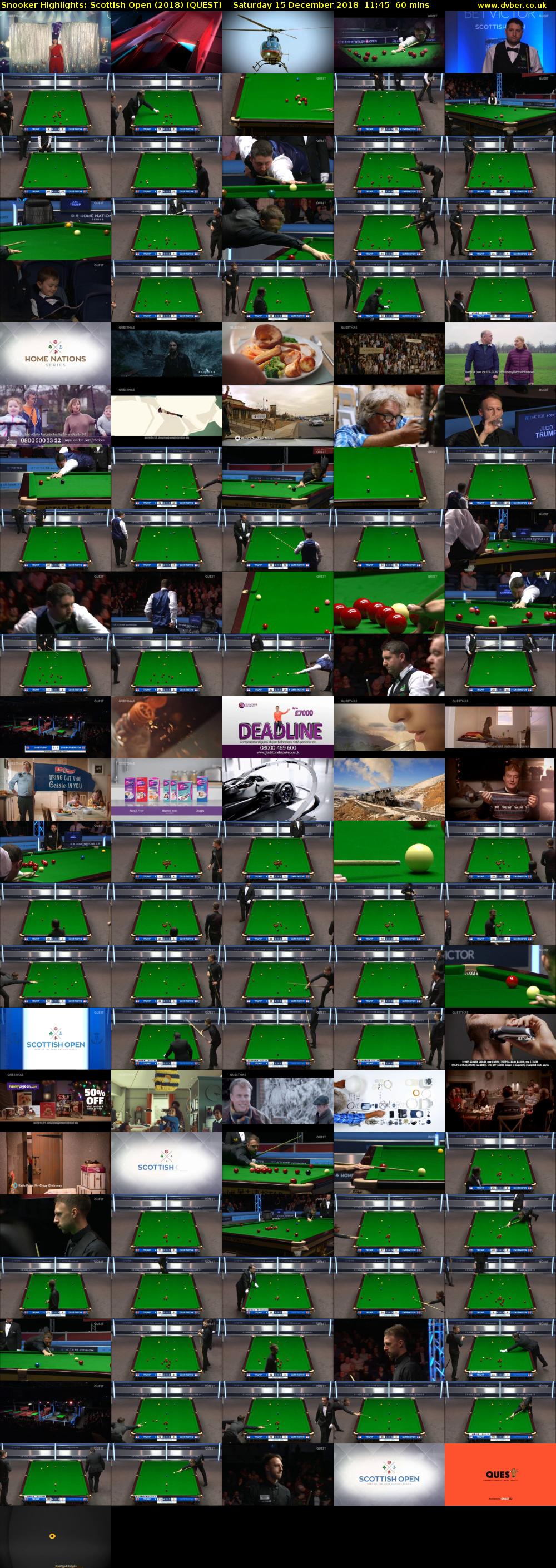 Snooker Highlights: Scottish Open (2018) (QUEST) Saturday 15 December 2018 11:45 - 12:45