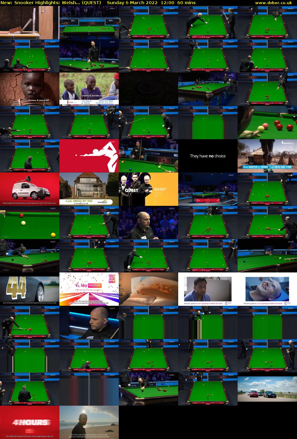 Snooker Highlights: Welsh... (QUEST) Sunday 6 March 2022 12:00 - 13:00