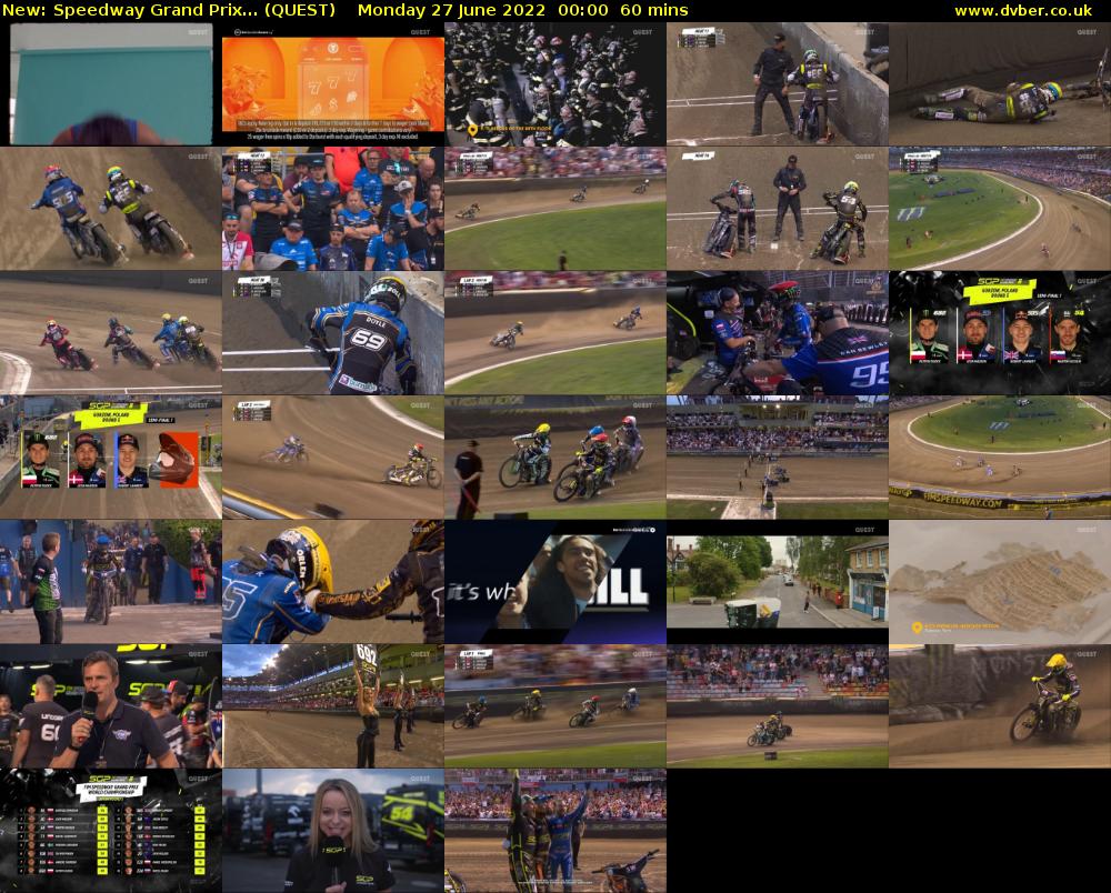 Speedway Grand Prix... (QUEST) Monday 27 June 2022 00:00 - 01:00