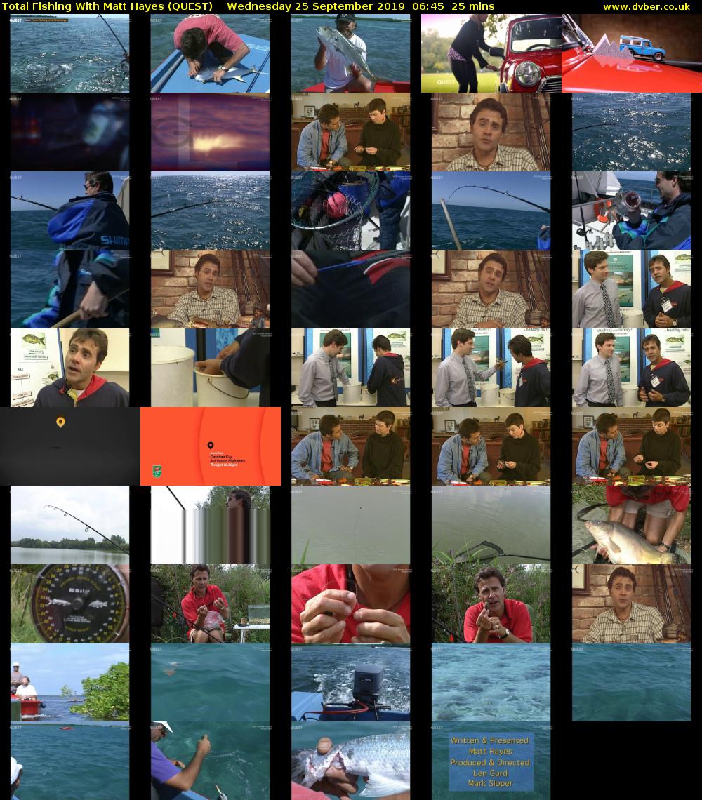 Total Fishing With Matt Hayes (QUEST) Wednesday 25 September 2019 06:45 - 07:10