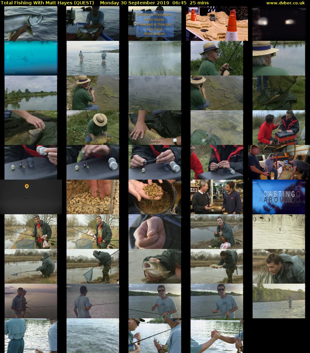 Total Fishing With Matt Hayes (QUEST) Monday 30 September 2019 06:45 - 07:10
