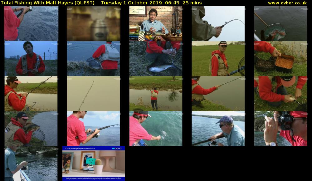 Total Fishing With Matt Hayes (QUEST) Tuesday 1 October 2019 06:45 - 07:10