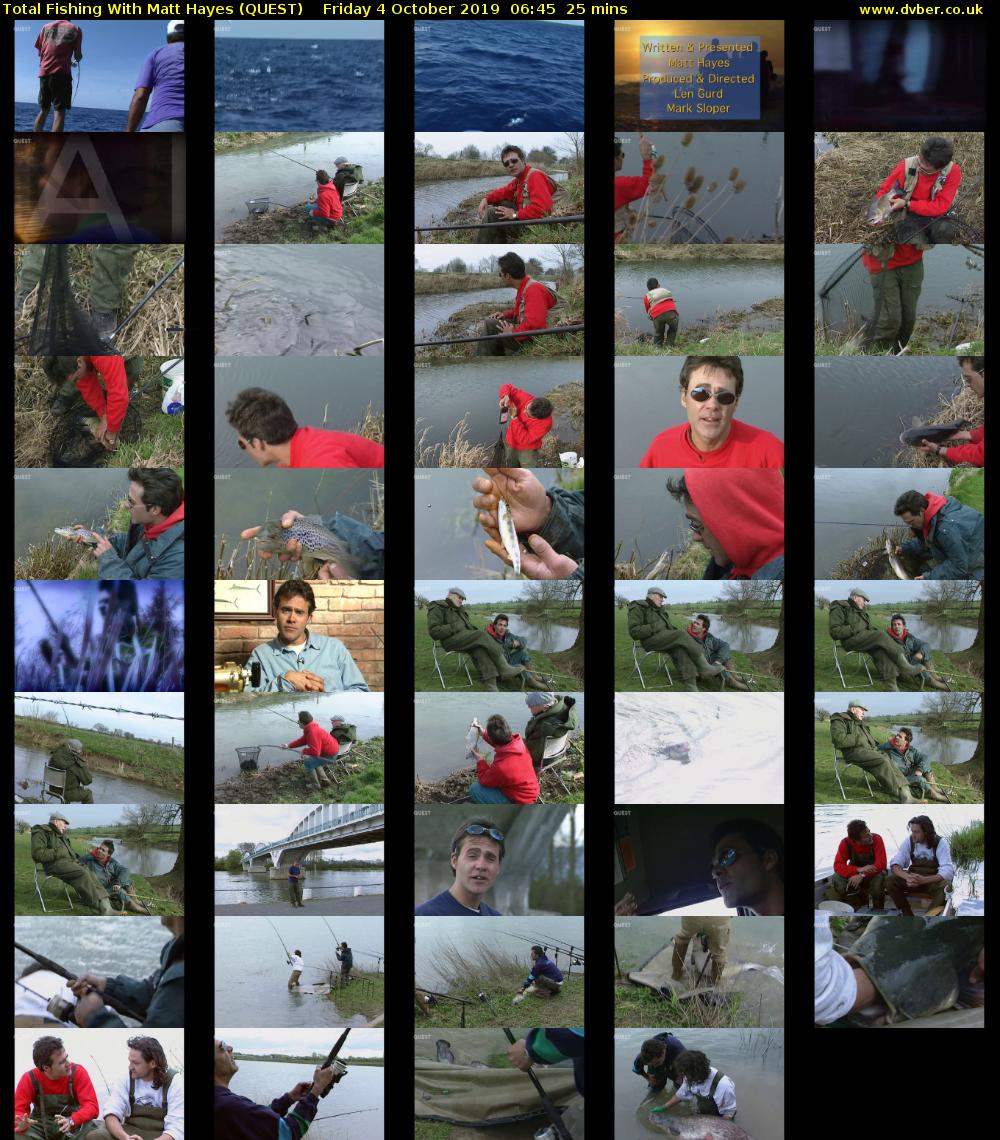 Total Fishing With Matt Hayes (QUEST) Friday 4 October 2019 06:45 - 07:10