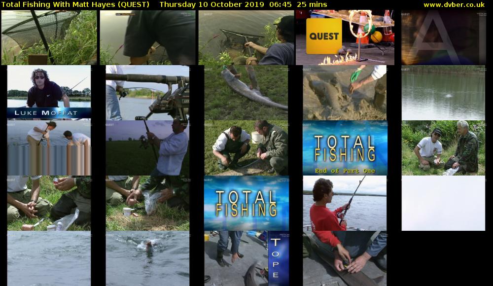 Total Fishing With Matt Hayes (QUEST) Thursday 10 October 2019 06:45 - 07:10
