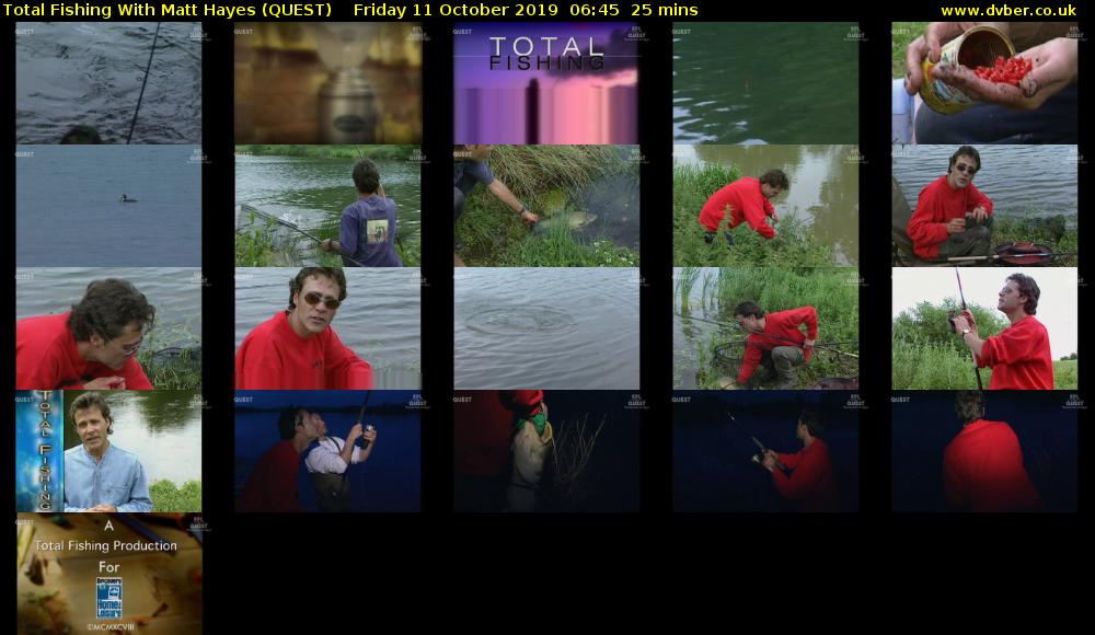 Total Fishing With Matt Hayes (QUEST) Friday 11 October 2019 06:45 - 07:10
