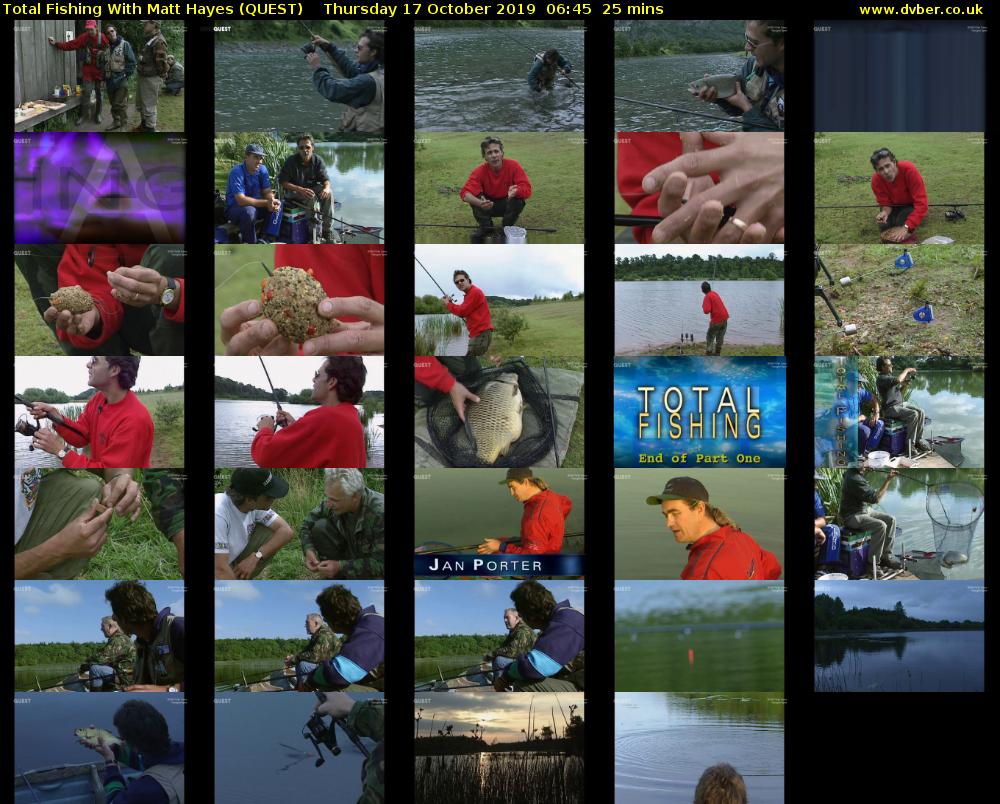 Total Fishing With Matt Hayes (QUEST) Thursday 17 October 2019 06:45 - 07:10
