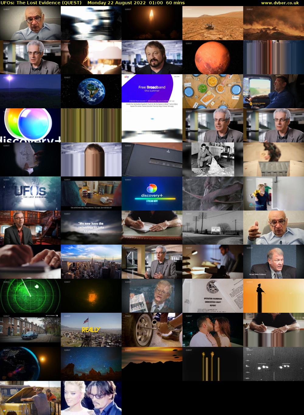 UFOs: The Lost Evidence (QUEST) Monday 22 August 2022 01:00 - 02:00