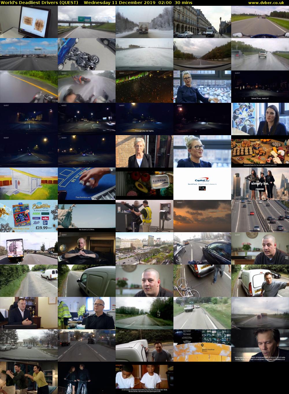 World's Deadliest Drivers (QUEST) Wednesday 11 December 2019 02:00 - 02:30