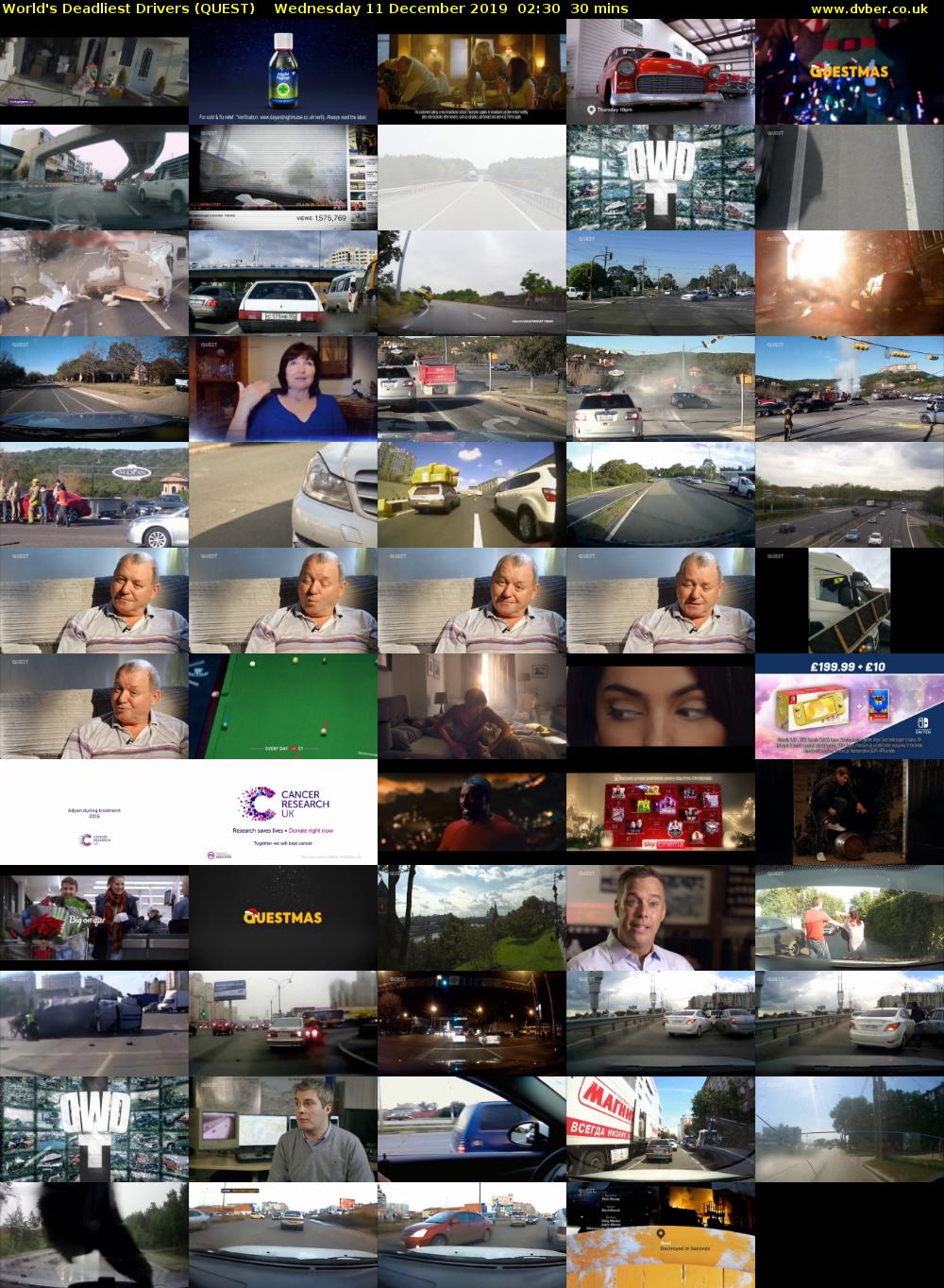 World's Deadliest Drivers (QUEST) Wednesday 11 December 2019 02:30 - 03:00
