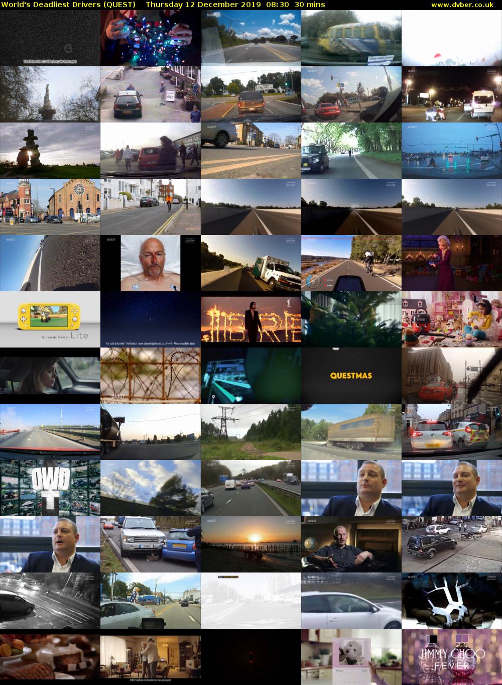 World's Deadliest Drivers (QUEST) Thursday 12 December 2019 08:30 - 09:00