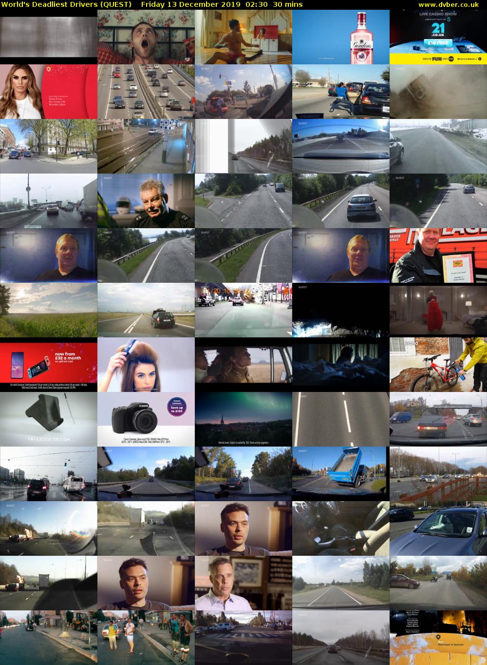 World's Deadliest Drivers (QUEST) Friday 13 December 2019 02:30 - 03:00