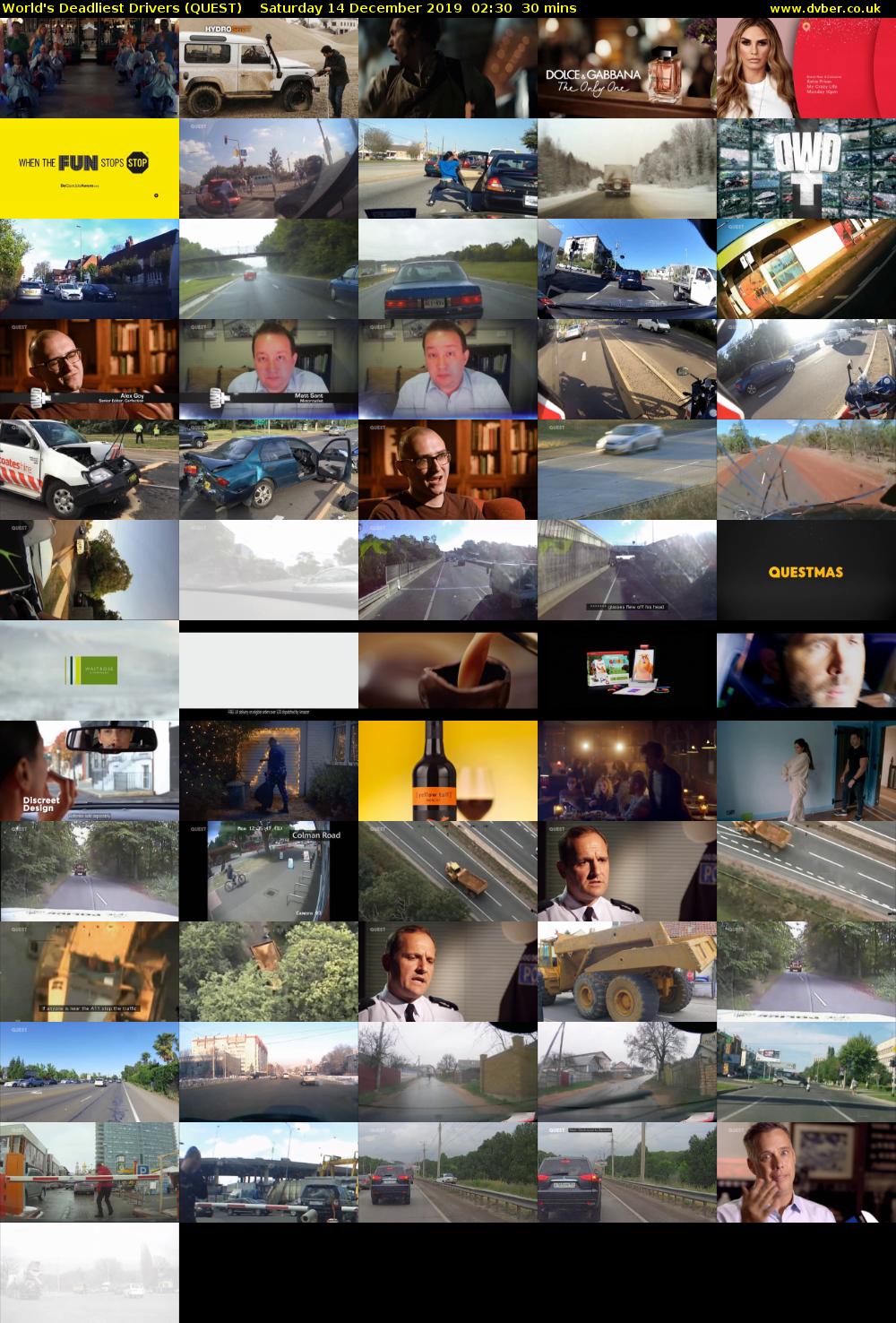 World's Deadliest Drivers (QUEST) Saturday 14 December 2019 02:30 - 03:00
