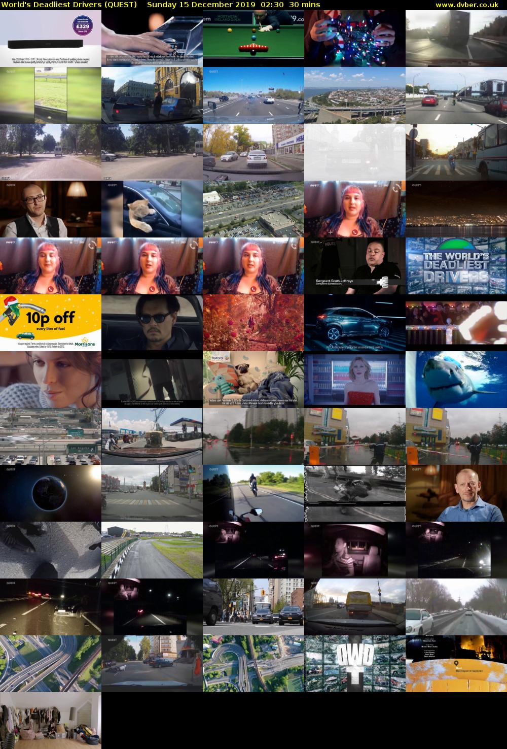 World's Deadliest Drivers (QUEST) Sunday 15 December 2019 02:30 - 03:00