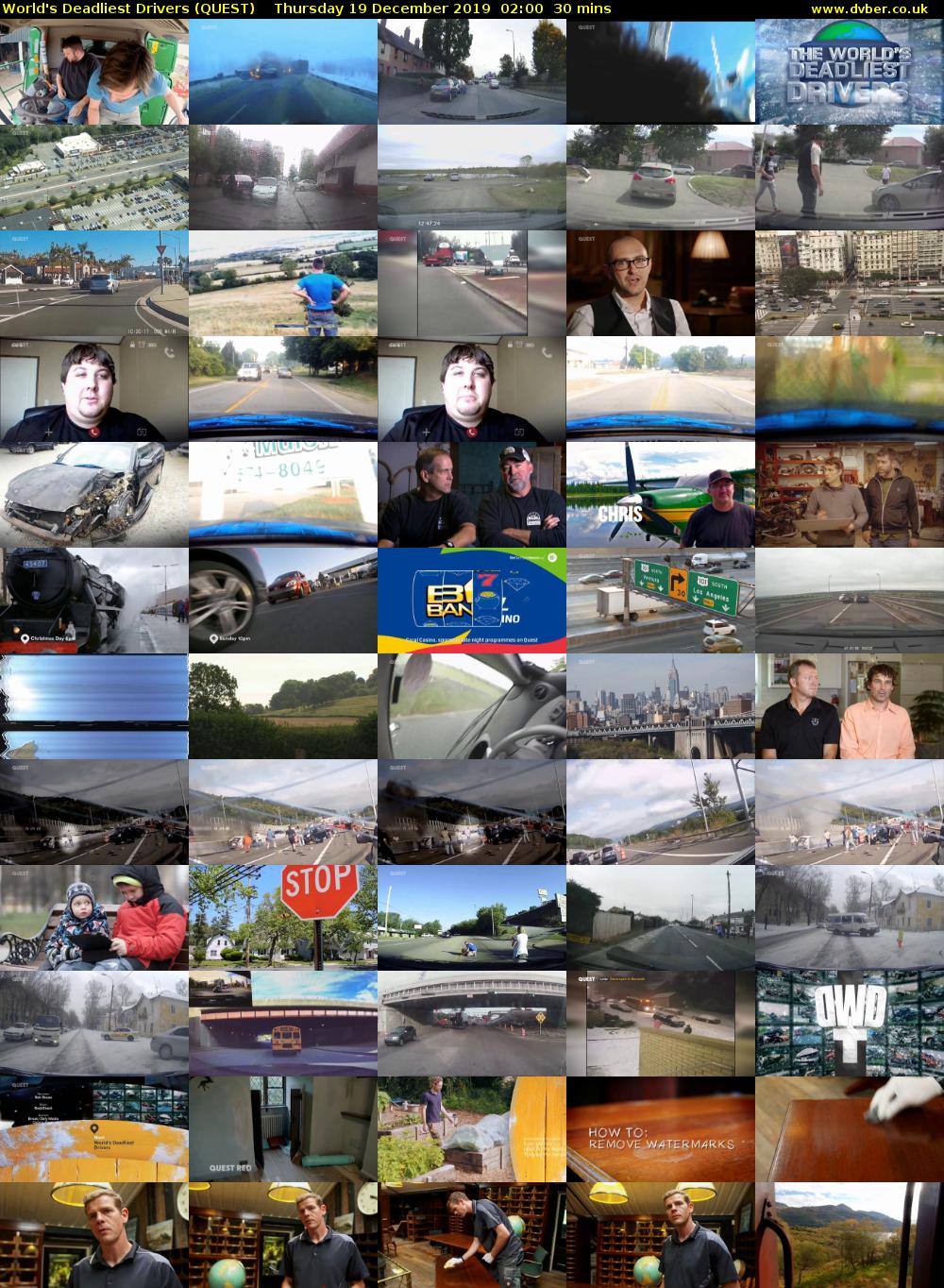 World's Deadliest Drivers (QUEST) Thursday 19 December 2019 02:00 - 02:30