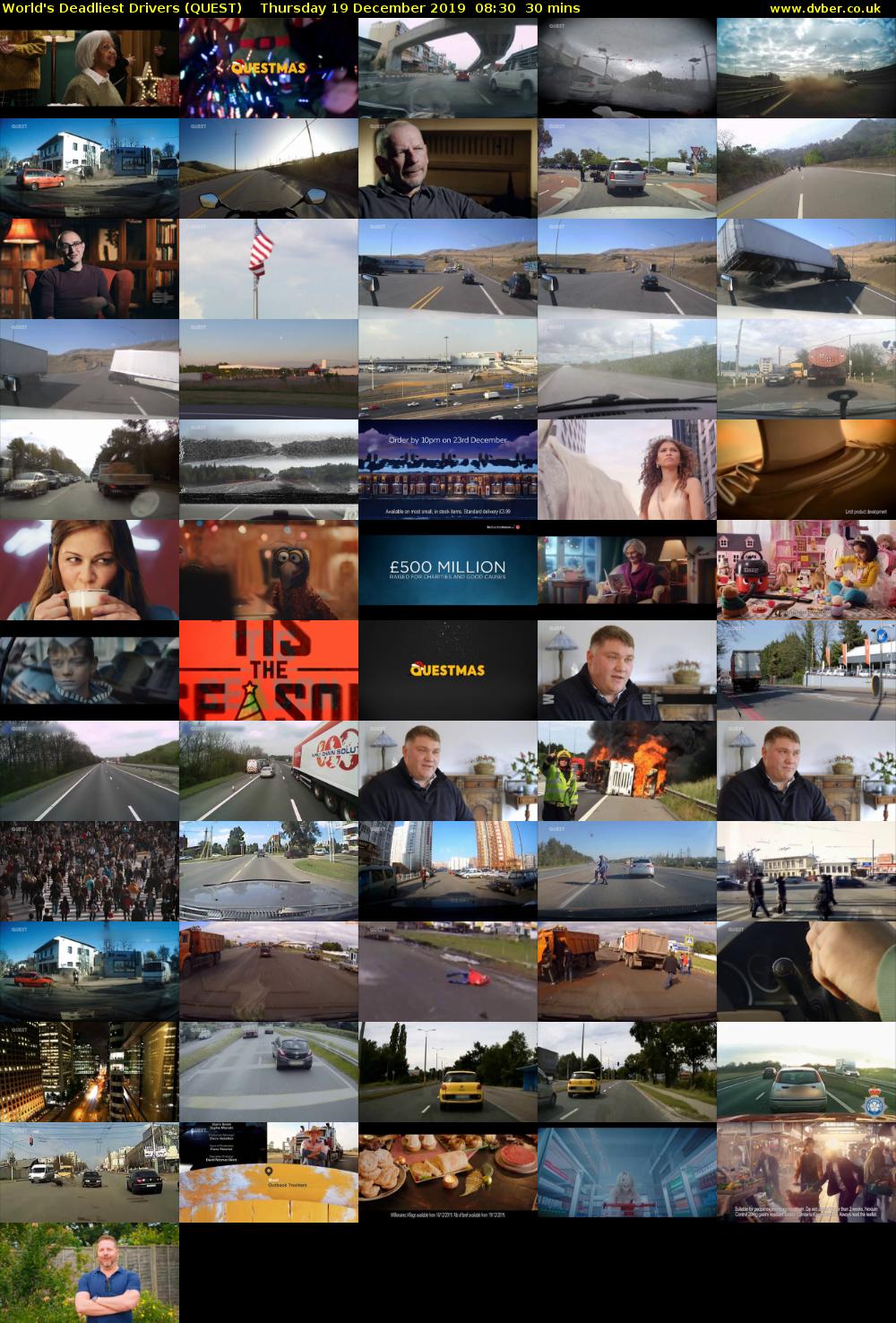World's Deadliest Drivers (QUEST) Thursday 19 December 2019 08:30 - 09:00