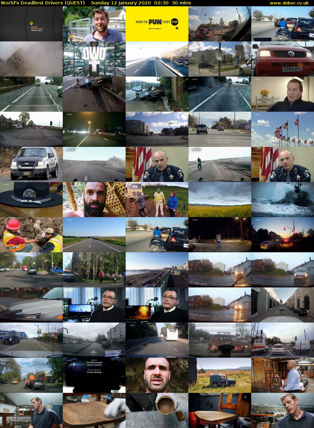 World's Deadliest Drivers (QUEST) Sunday 12 January 2020 02:30 - 03:00
