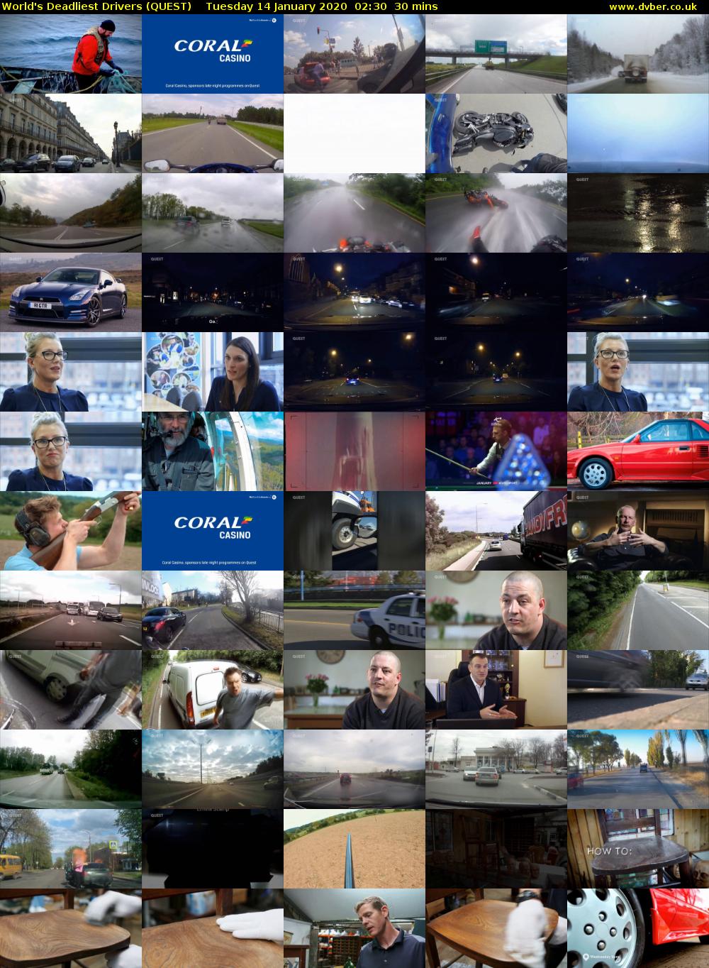 World's Deadliest Drivers (QUEST) Tuesday 14 January 2020 02:30 - 03:00