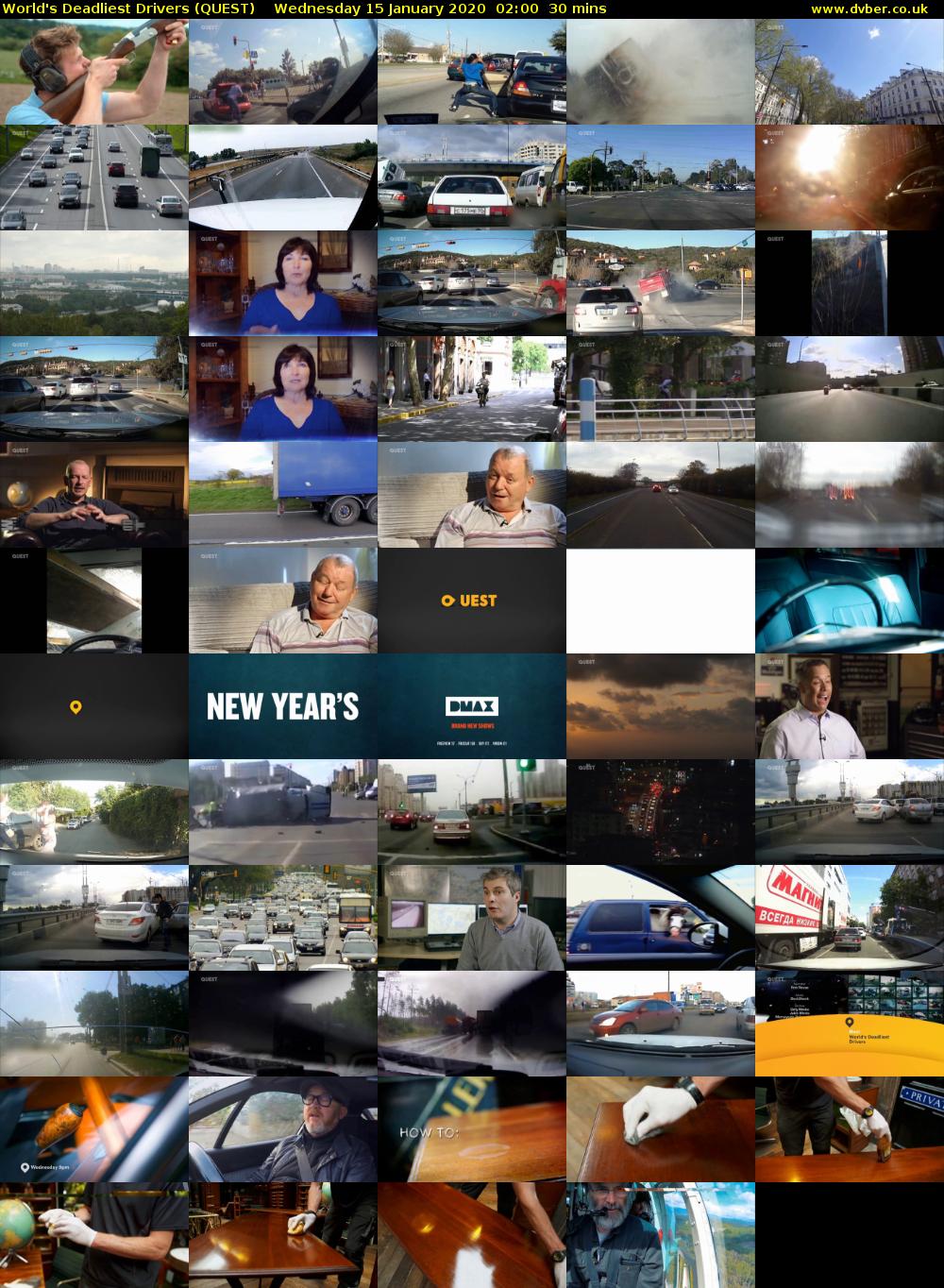 World's Deadliest Drivers (QUEST) Wednesday 15 January 2020 02:00 - 02:30