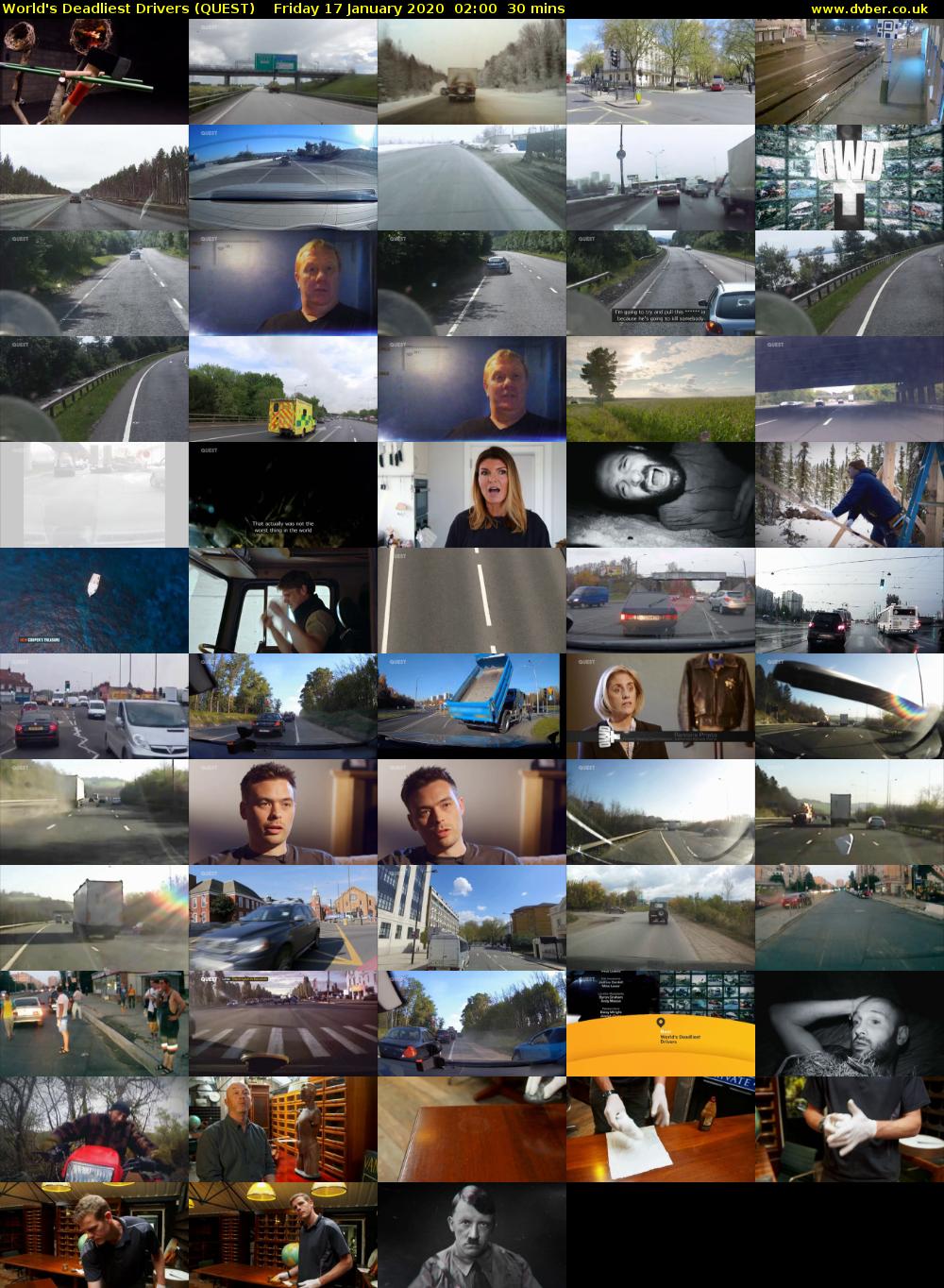 World's Deadliest Drivers (QUEST) Friday 17 January 2020 02:00 - 02:30