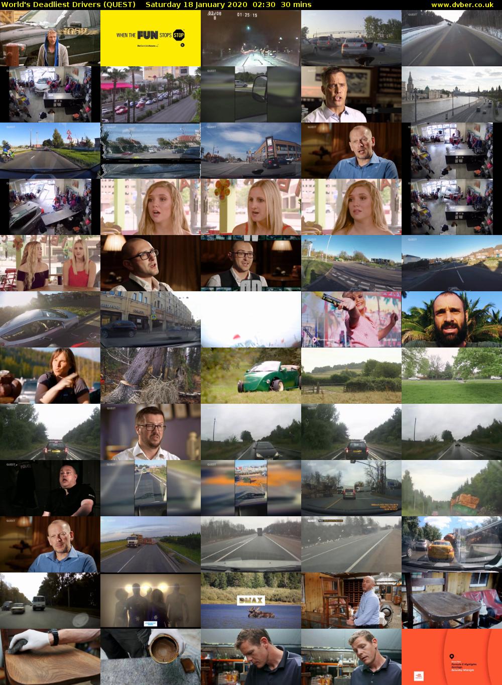 World's Deadliest Drivers (QUEST) Saturday 18 January 2020 02:30 - 03:00