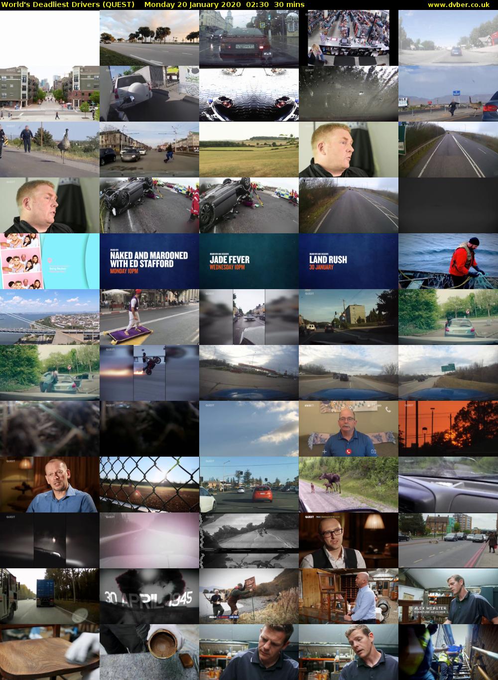 World's Deadliest Drivers (QUEST) Monday 20 January 2020 02:30 - 03:00