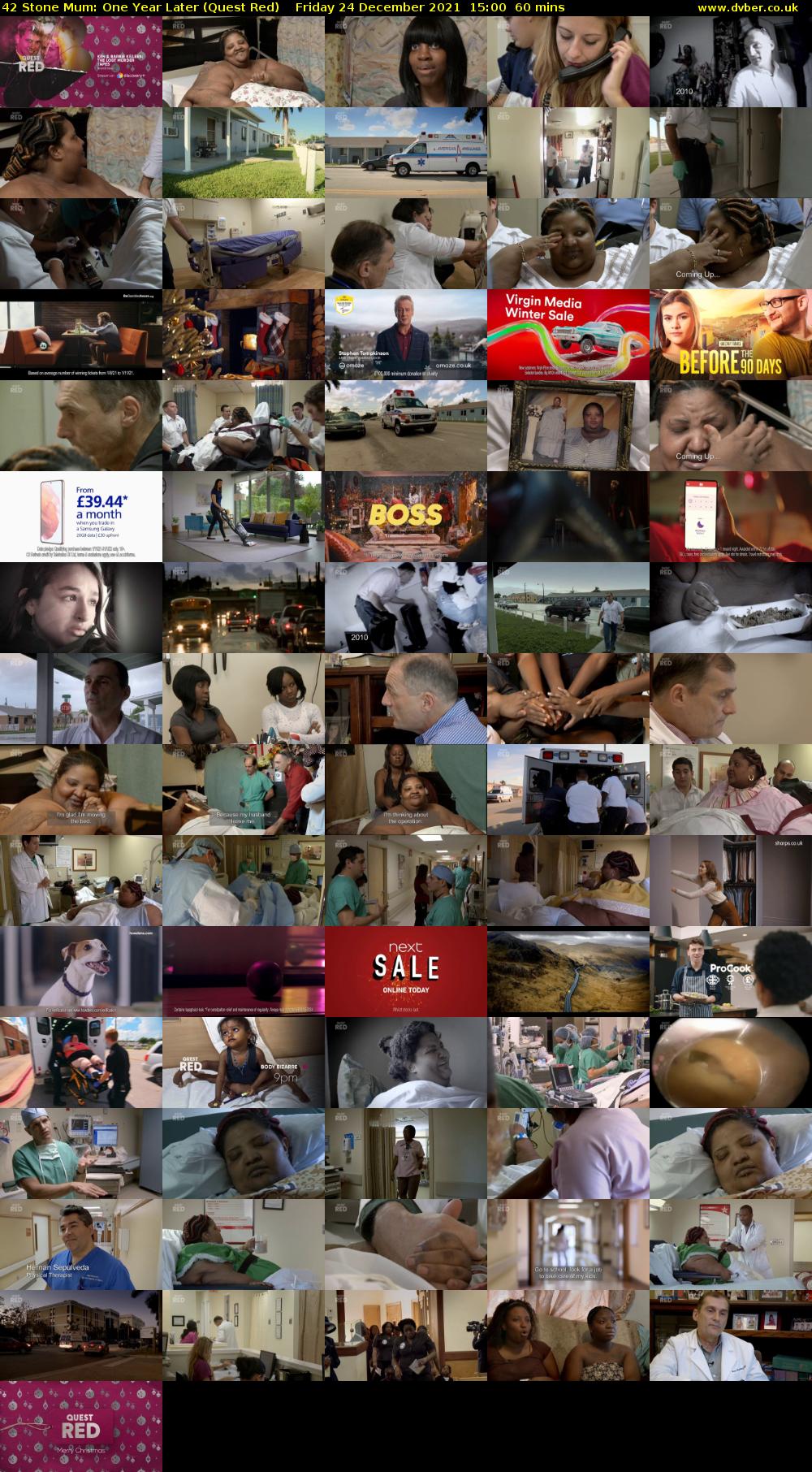 42 Stone Mum: One Year Later (Quest Red) Friday 24 December 2021 15:00 - 16:00