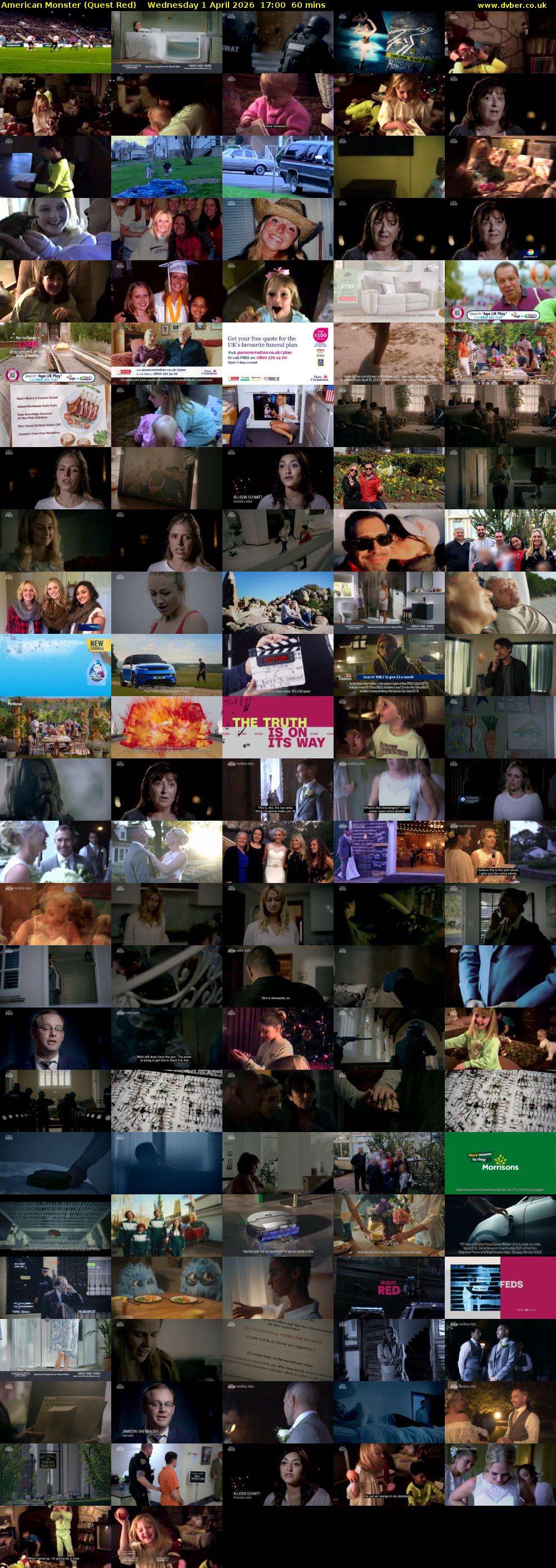 American Monster (Quest Red) Wednesday 1 April 2026 17:00 - 18:00