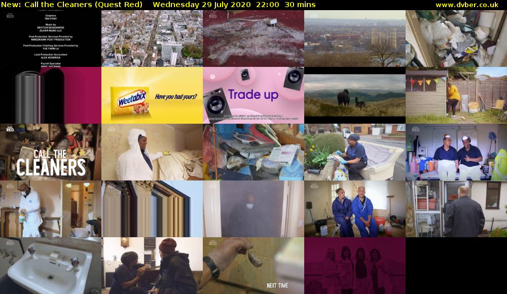 Call the Cleaners (Quest Red) Wednesday 29 July 2020 22:00 - 22:30