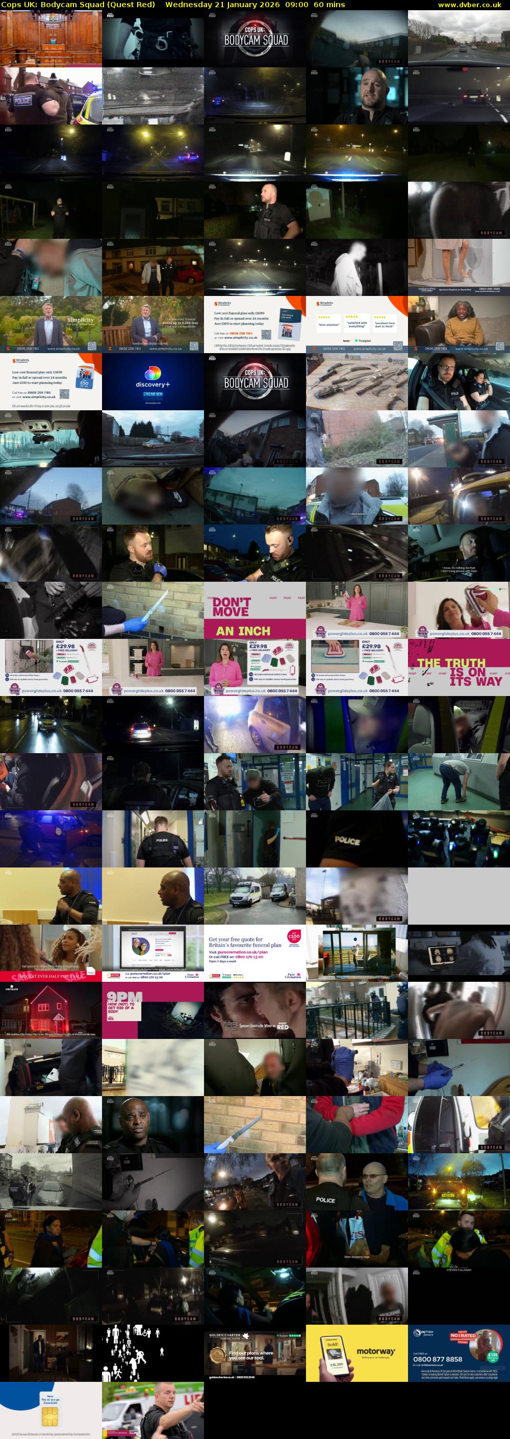 Cops UK: Bodycam Squad (Quest Red) Wednesday 21 January 2026 09:00 - 10:00