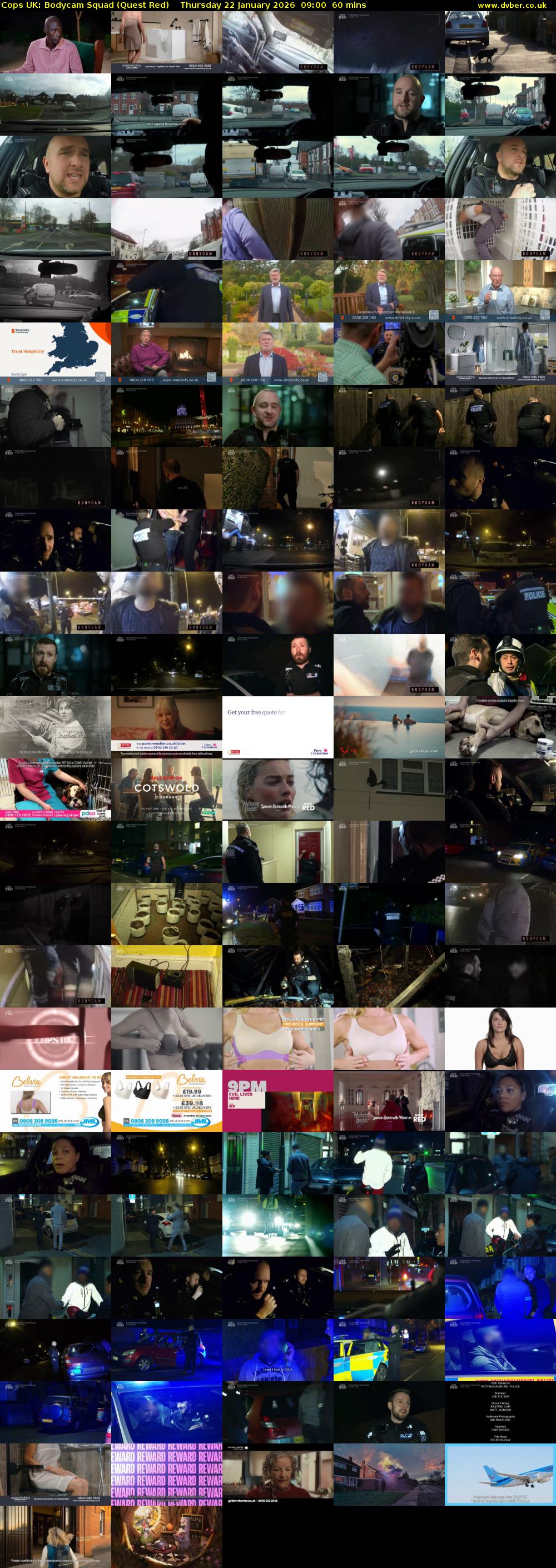 Cops UK: Bodycam Squad (Quest Red) Thursday 22 January 2026 09:00 - 10:00