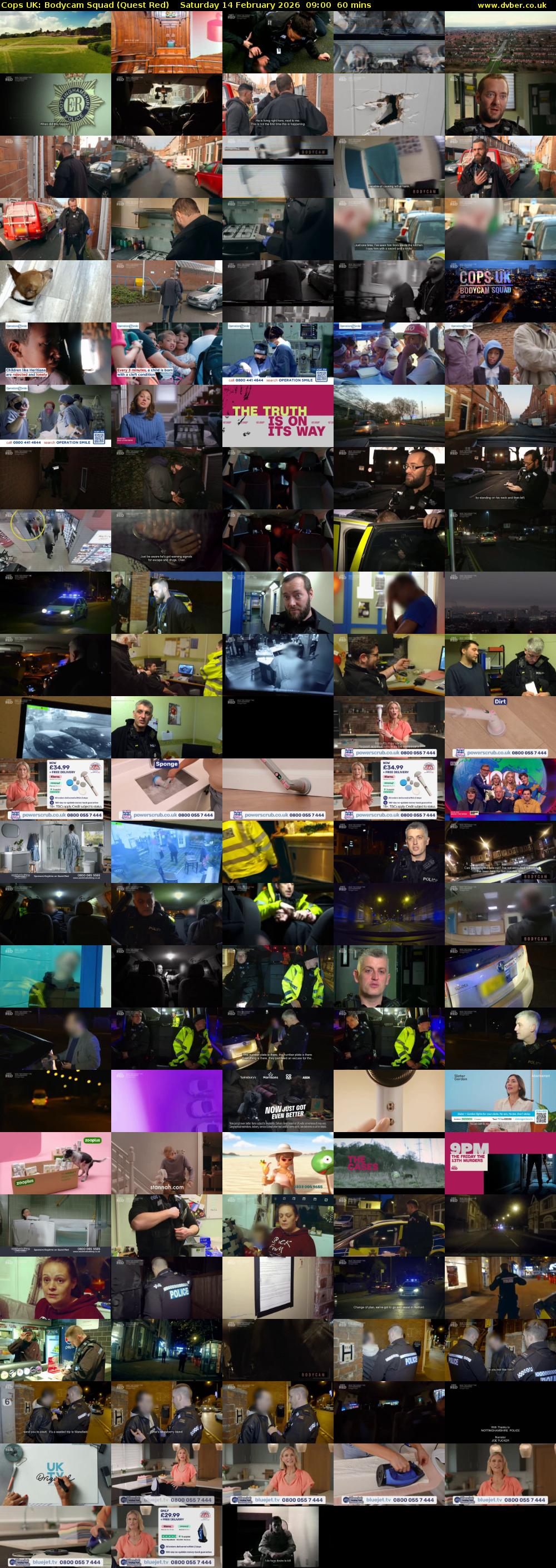 Cops UK: Bodycam Squad (Quest Red) Saturday 14 February 2026 09:00 - 10:00