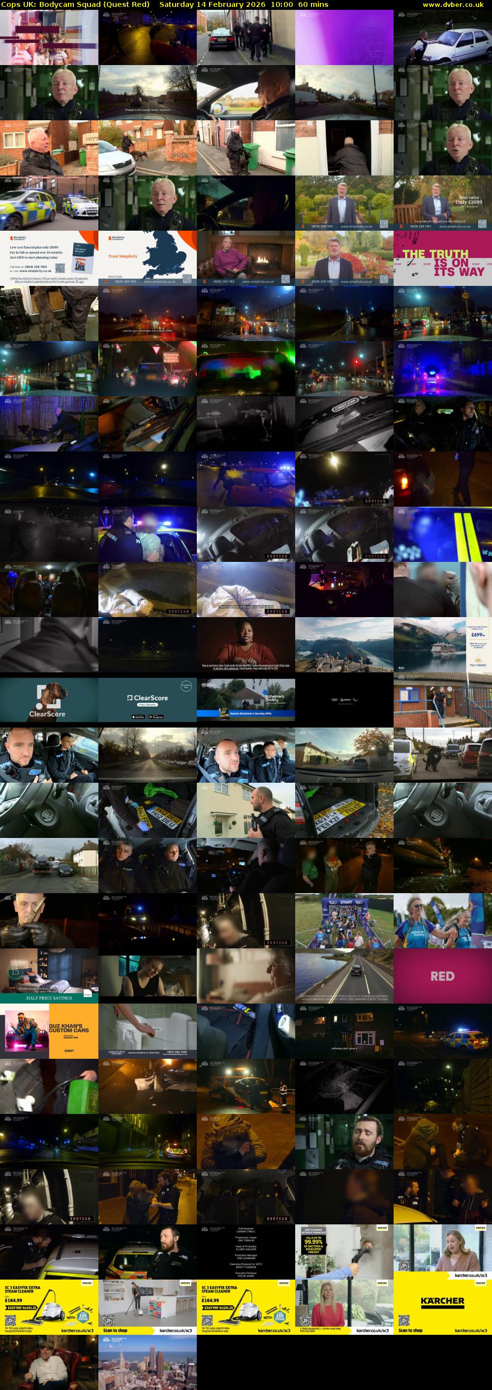Cops UK: Bodycam Squad (Quest Red) Saturday 14 February 2026 10:00 - 11:00