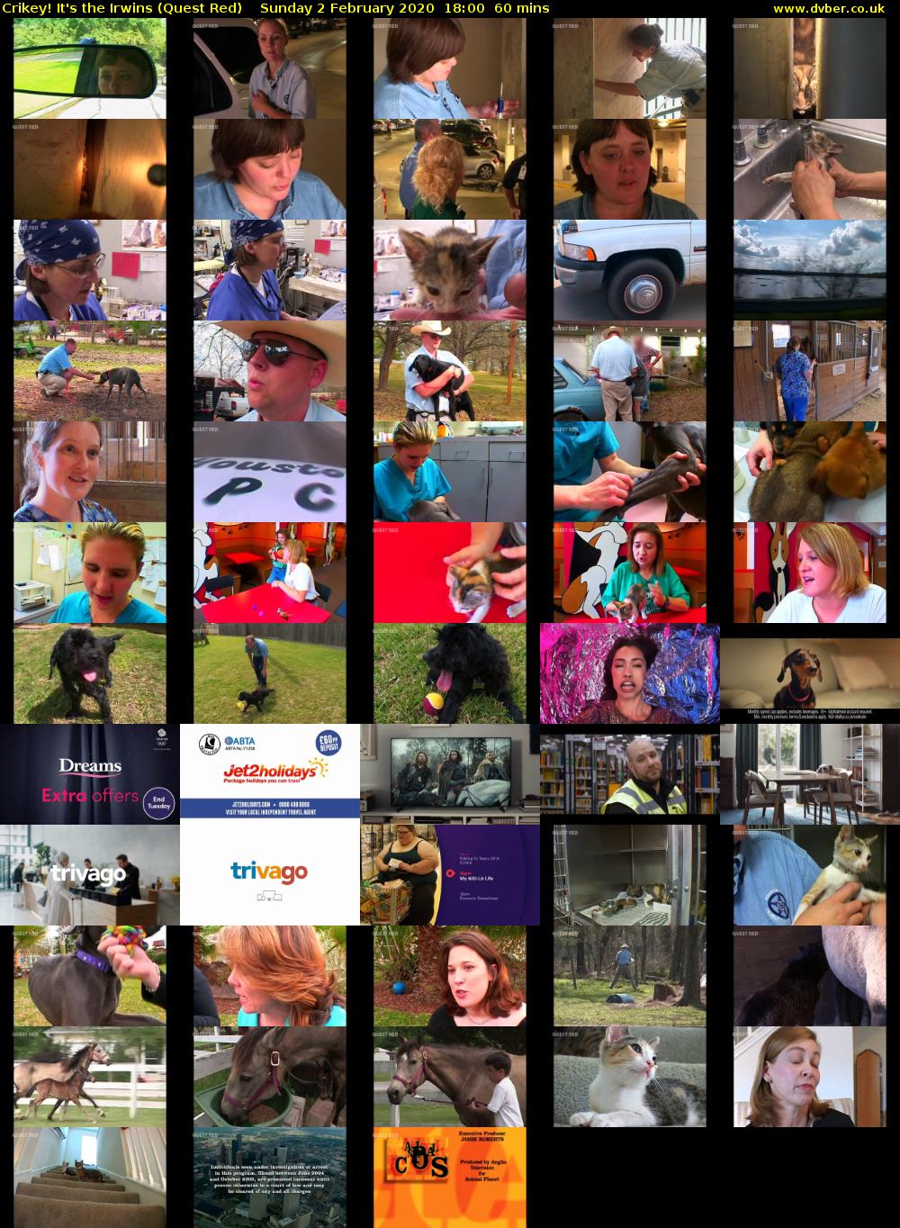 Crikey! It's the Irwins (Quest Red) Sunday 2 February 2020 18:00 - 19:00