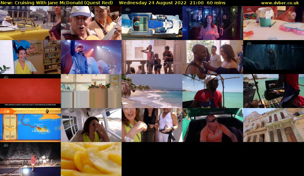 Cruising With Jane McDonald (Quest Red) Wednesday 24 August 2022 21:00 - 22:00