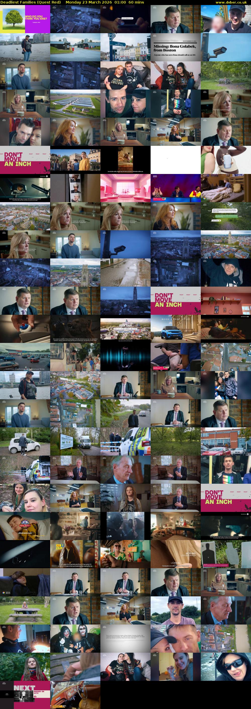 Deadliest Families (Quest Red) Monday 23 March 2026 01:00 - 02:00