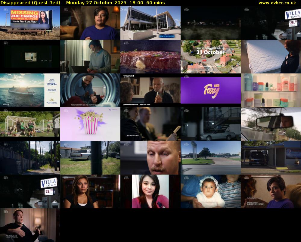 Disappeared (Quest Red) Monday 27 October 2025 18:00 - 19:00